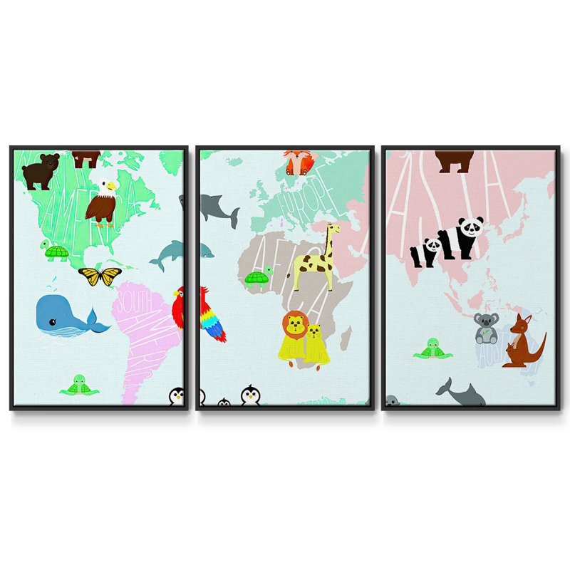 Carte d'animaux 3 pièces, Noir, H 24 po x l 48 po x P 2 po