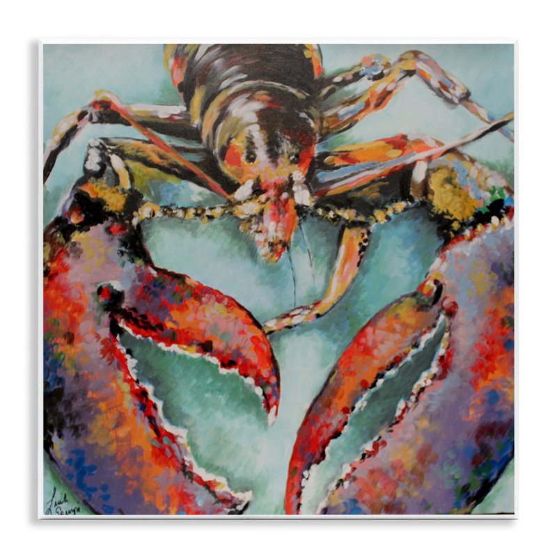 «Rocco Lobster Portrait», peinture sur bois par Linda Sperruche