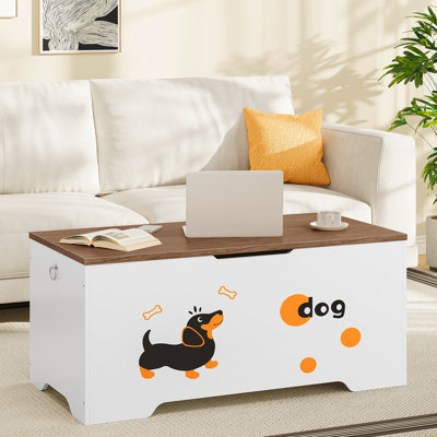  Banc de rangement, organisateur de coffre à jouets avec motif chiot, coffre à jouets et organisateur