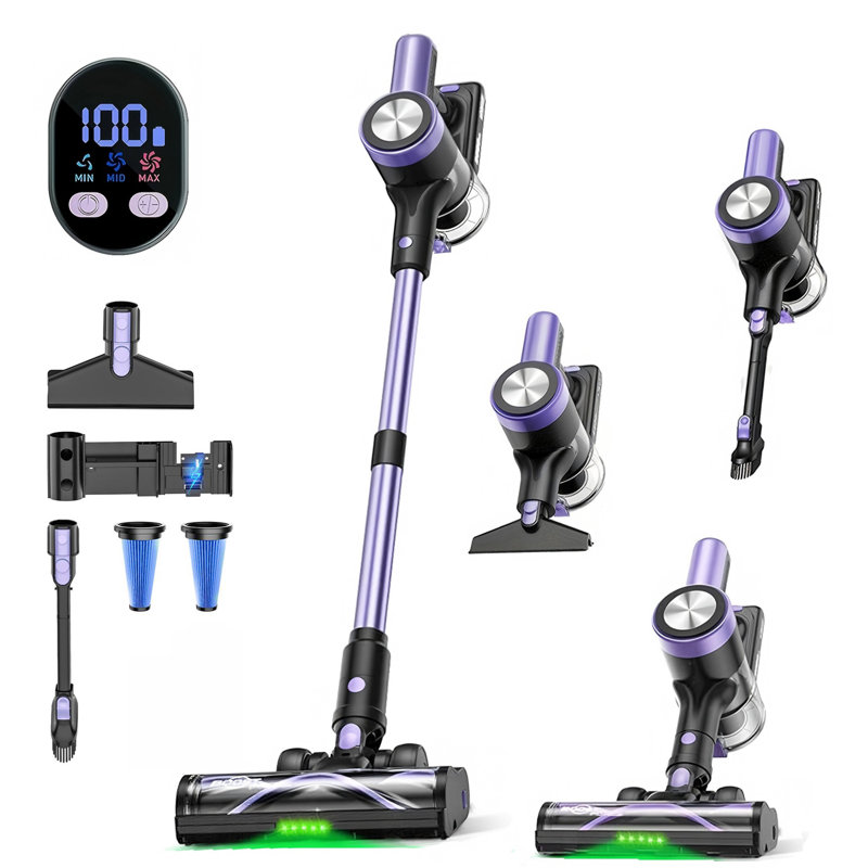Cordless Vacuum Cleaner, 55KPa/500W Stick Vacuum with 55 Mins Runtime, Self-Standing Vacuum Cleaner for Home, LED Display, Anti-Tangle Brush, Rechargeable Vacuum for Pet Hair, Carpet & Hard Floors