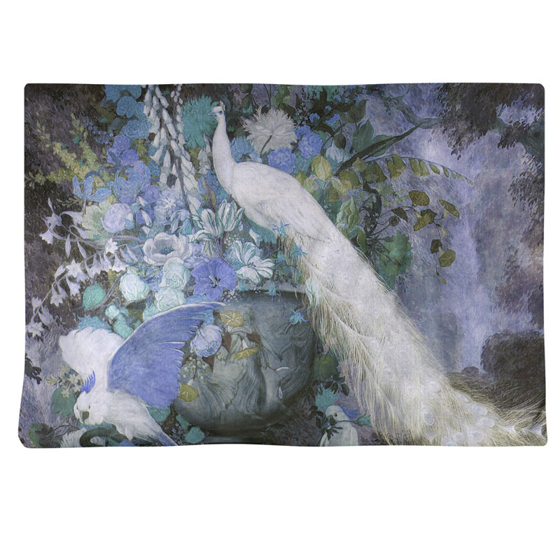 Récapitulatif 18" blanc peacock Jessie Arms Botke, Bleu, Sergé de coton