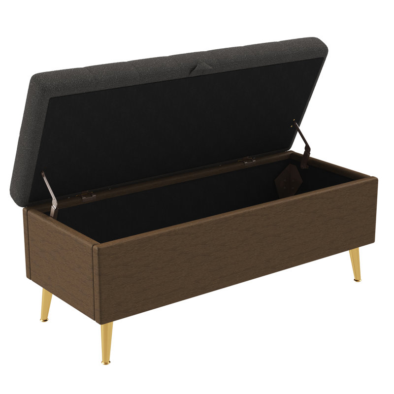 Banc de rangement avec repose-pieds rembourré Milos, Gris