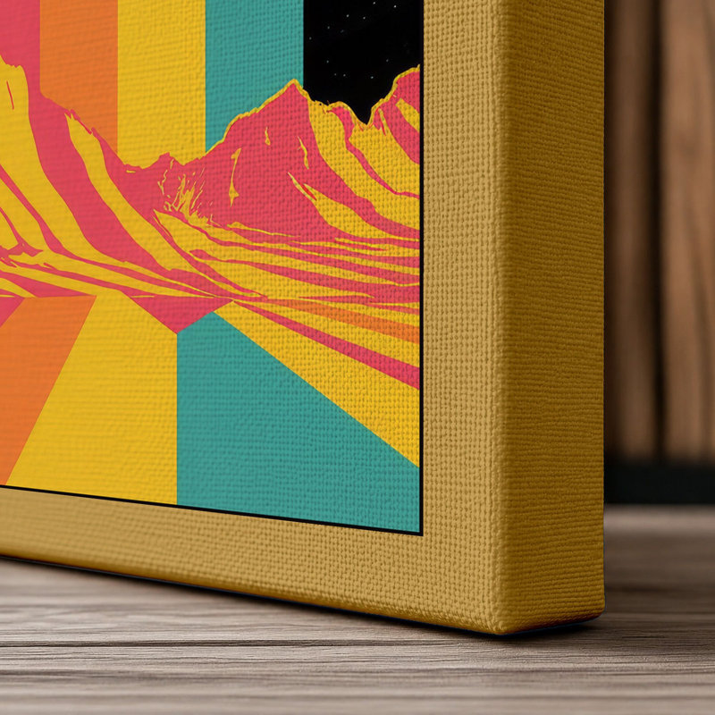Cosmic Mountains Retro - Wrapped Canvas, 24x16 - 61.0 x 40.6 cm, Ochre Border
