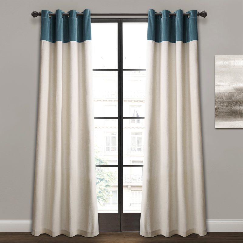 Panneaux de rideaux semi-transparents en lin Milo, Bleu ardoise