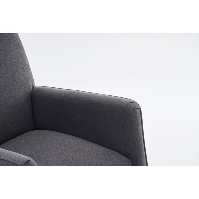 Chaise berçante en coton et lin avec repose-pieds réglable, Gris foncé, Gris foncé