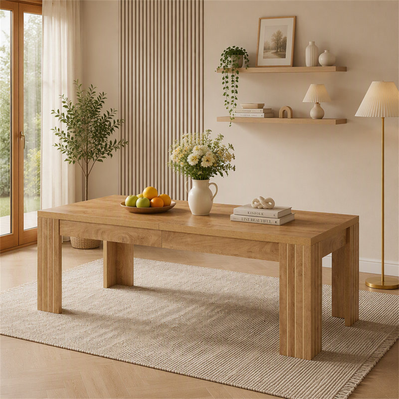 78.7" Dining Table, Rectangle Kitchen Dinner Table For 6