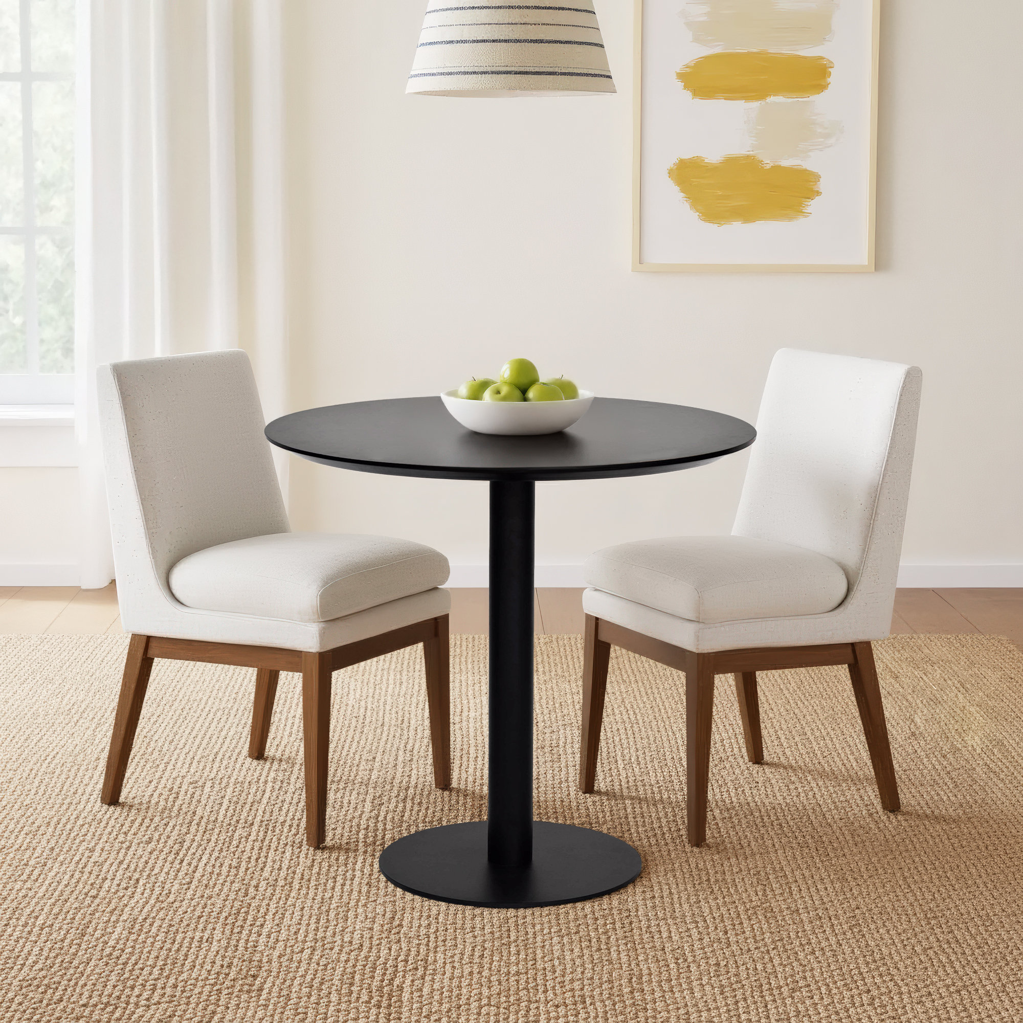 Abode 31.5'' Round Dining Table, Black, Black
