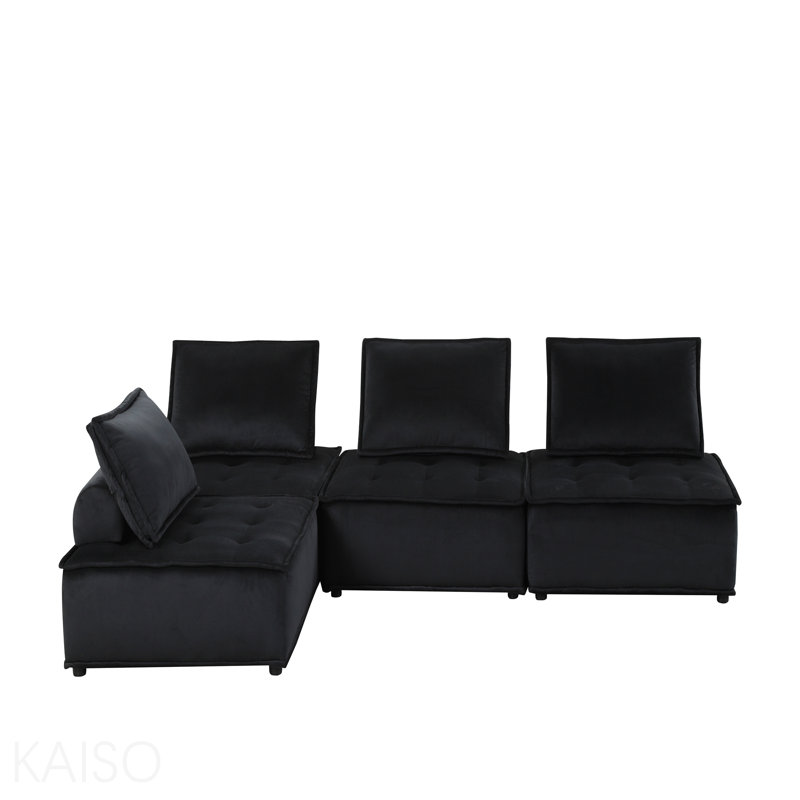 Canapé modulaire de base en velours 4 pièces 120 po