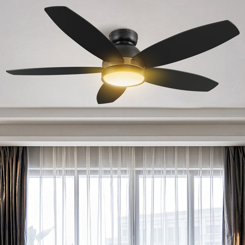 Ventilateur de plafond 48 po avec télécommande et éclairage intelligent 48 po, Noir