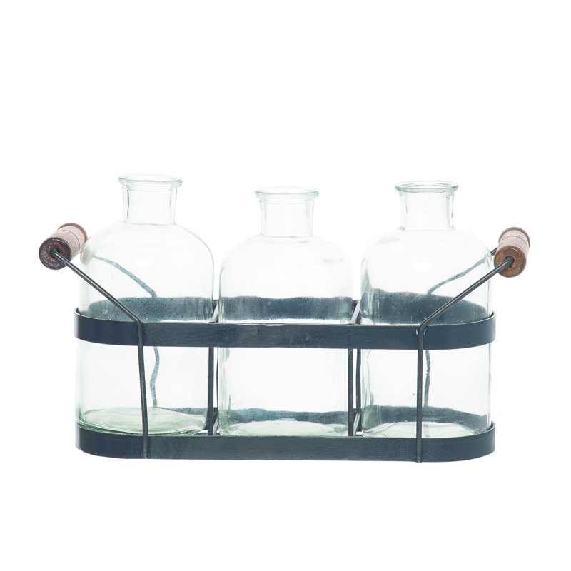 Ensemble de 4 bouteilles décoratives en verre