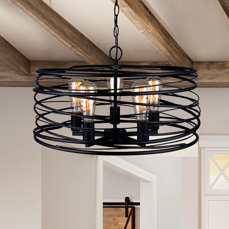 Poitras 5 - Light Dimmable Drum Chandelier