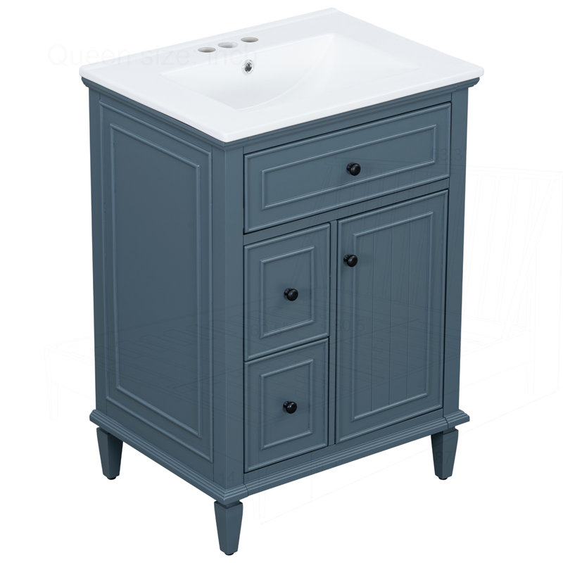 Meuble-lavabo 24 po avec lavabo, Bleu gris