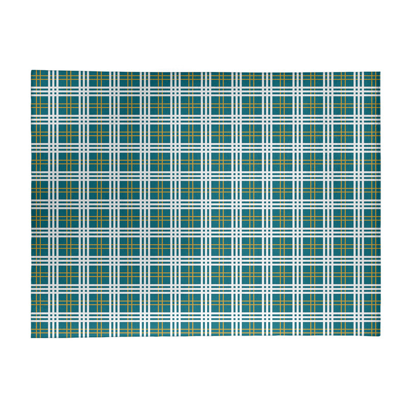 Tapis bleu sarcelle écossais, Rectangle 9 pi x 12 pi