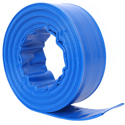 1-1/2"(Flat 2.6") Widthx 50 FT Pool Backwash Hose, Blue Heavy Duty Reinforced PVC Lay Flat Water Discharge Hose For Swimming Pool Filter Pump,With 2 Clamp