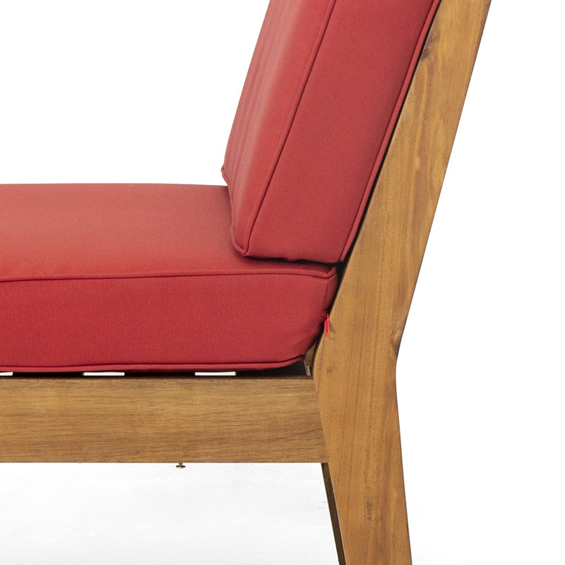 Solvara 10-Piece Modern Rustic Acacia Wood Outdoor Sectional Set With Coffee Table, Red