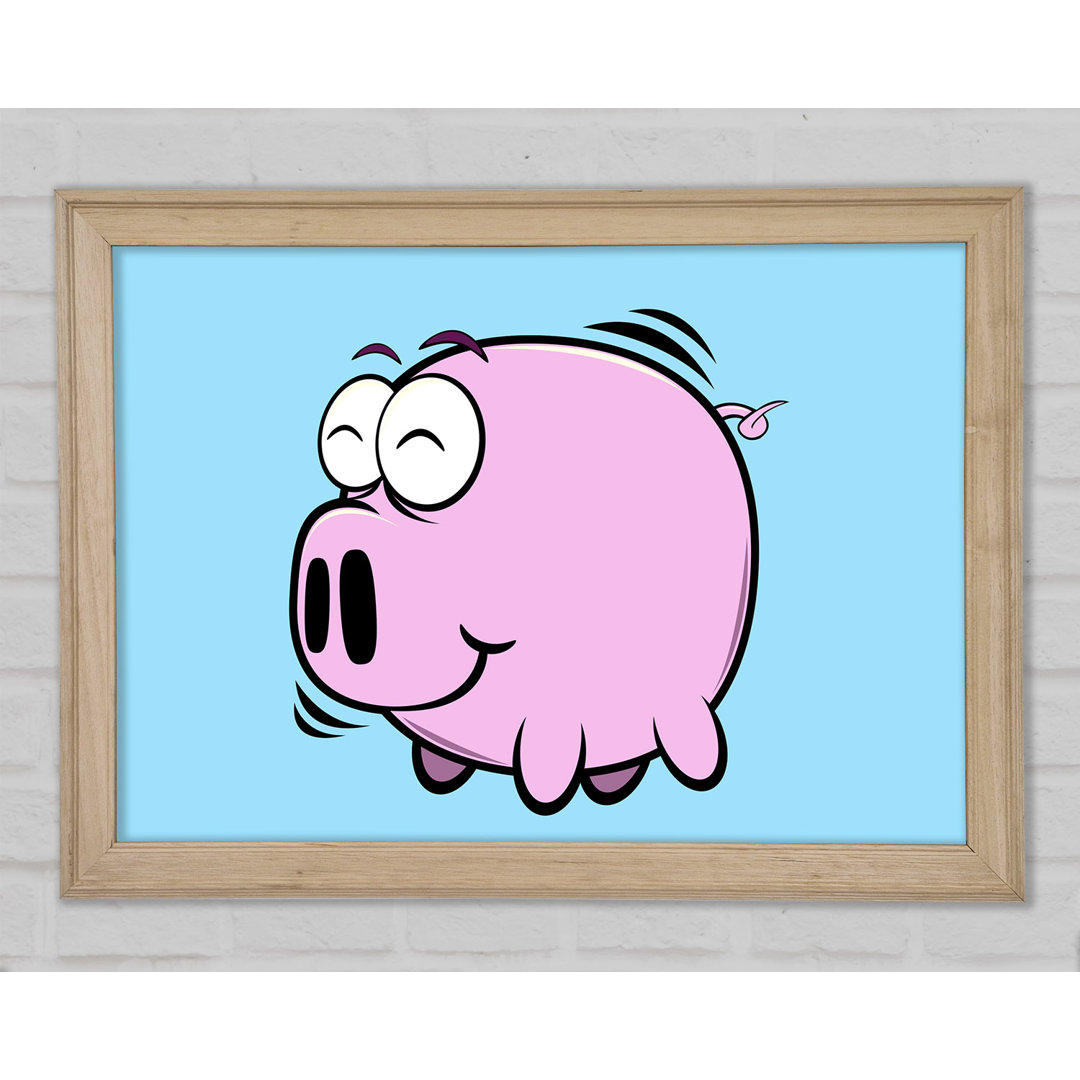 Happy Pig Smiling Baby Blue - Einzelner Bilderrahmen Kunstdrucke