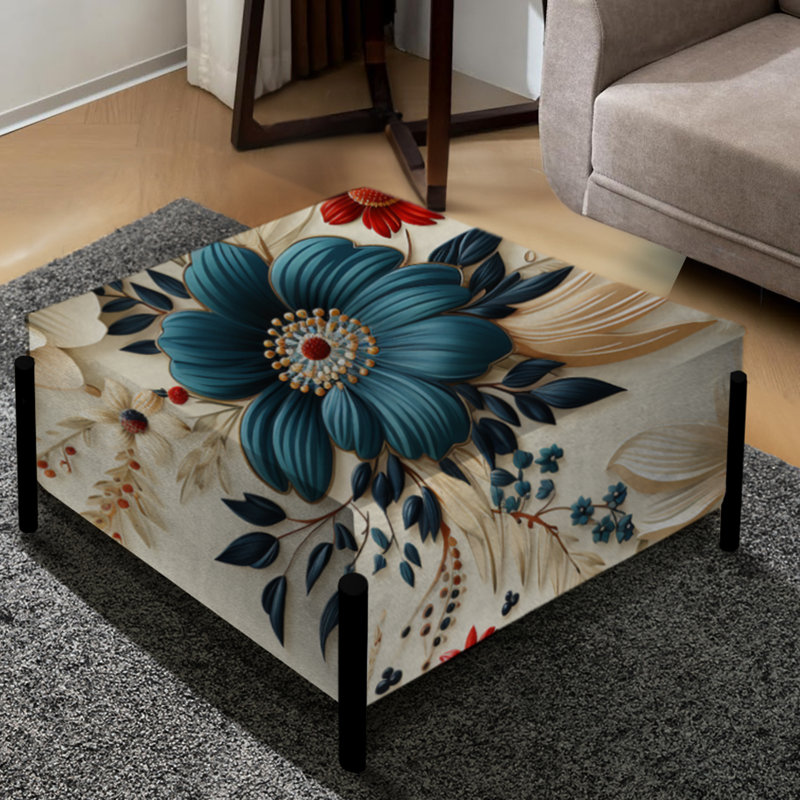 Gerbera Daisy Elegance Motif Boho - Grand repose-pieds carré floral