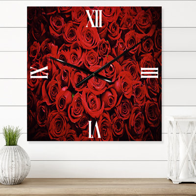 Winter Red Rose - Traditional Wall Clock