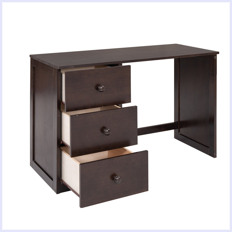 Lit mezzanine moderne avec tiroirs, bureau et garde-robe, Simple, Espresso