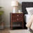 Slatted Solid Pine Wood Nightstand - Brown Rustic End Table For Farmhouse & Cozy Home Decor