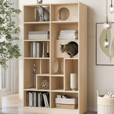 Modern Cat Bookcase Decor For Home: Particle Board +, Stylish Living Furniture Style Storage Unit: & Tall, Organized Space