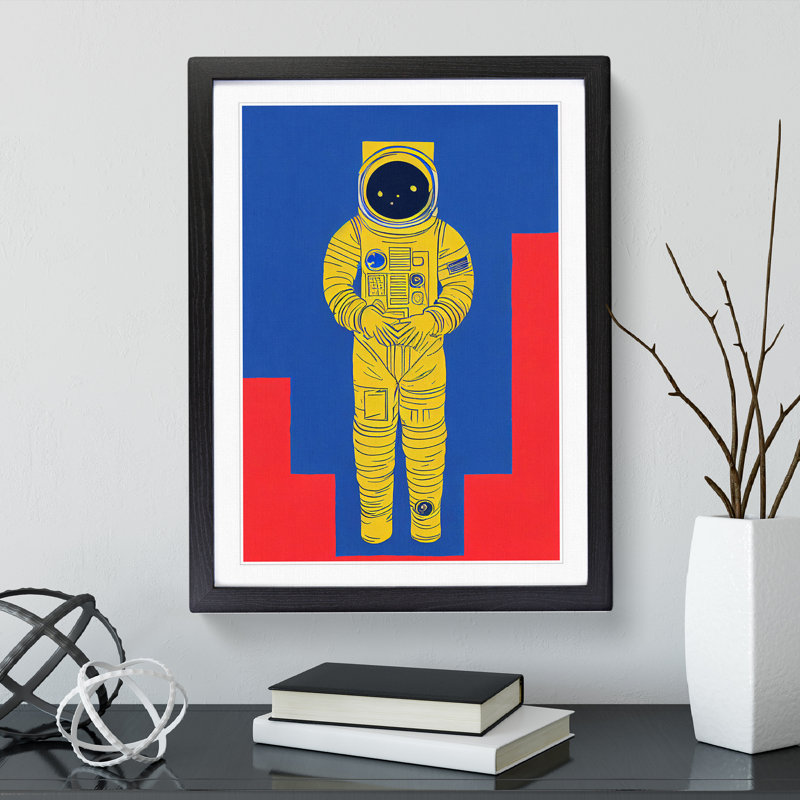 Astronaut Pop Art No.4 - Single Picture Frame Print, 46cm H x 34cm W x 2cm D, Black Framed