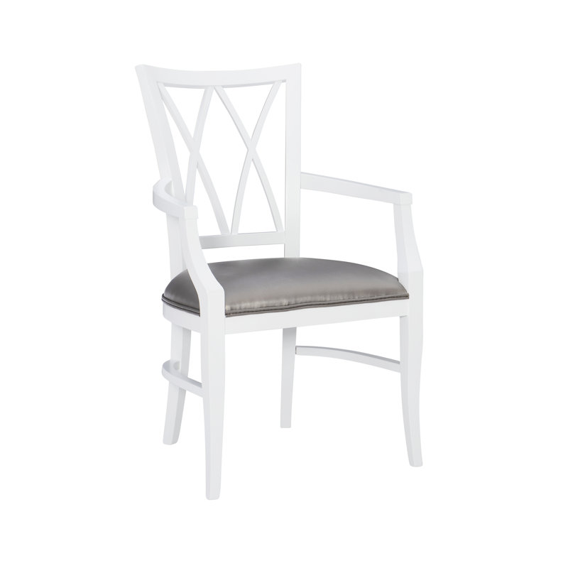 Nova Solid Beechwood Upholstered Armchair, White/Charcoal