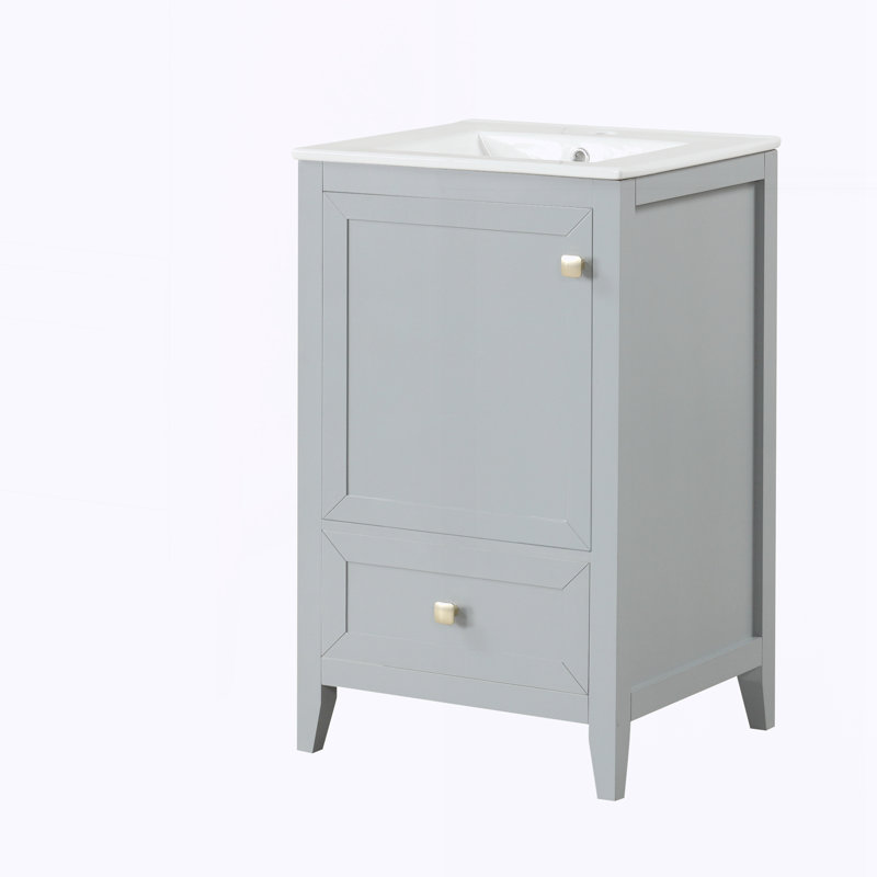 Meuble-lavabo de 20 po avec lavabo, Gris