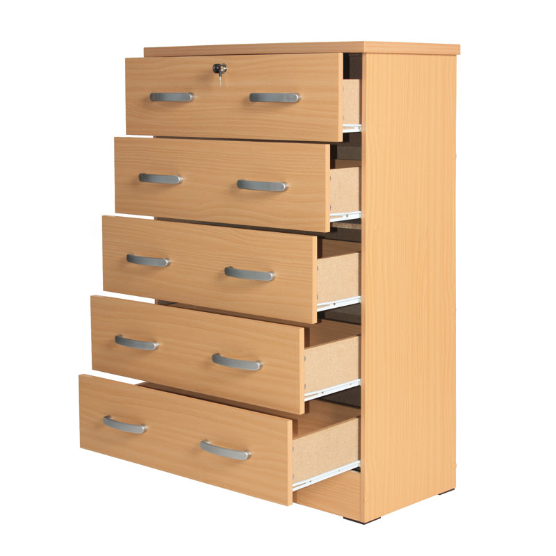 Commode 5 tiroirs Luker, Hêtre