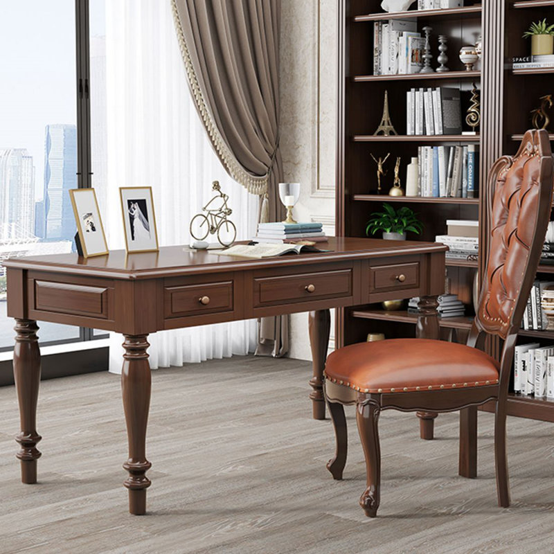 Bureau en bois massif de style américain, H 30,39 po x l 55,12 po x P 23,62 po
