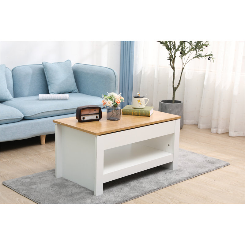 Gerli Sled Coffee Table with Storage, Oak/White