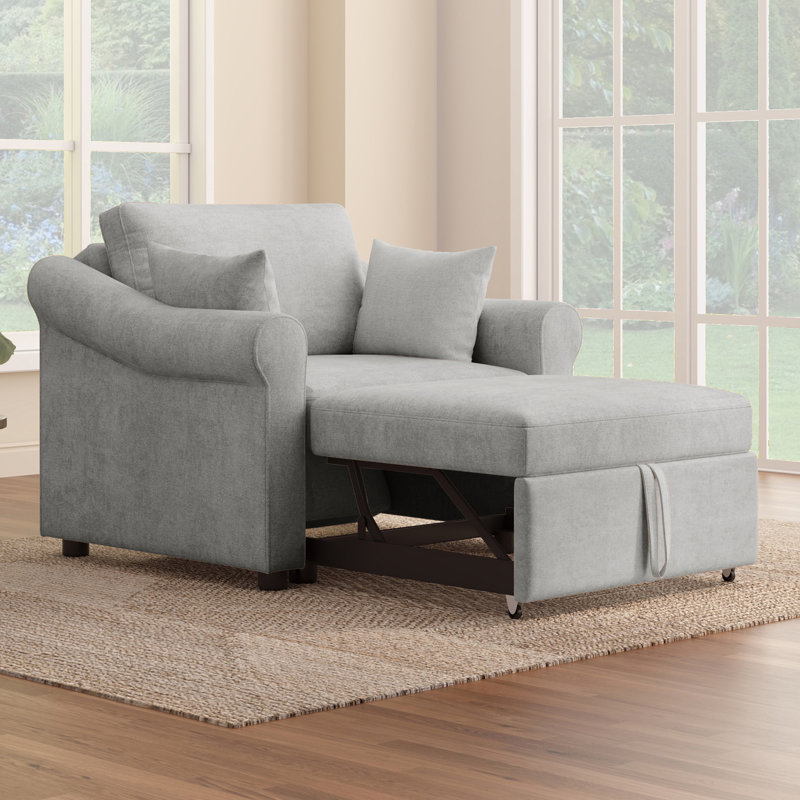 Chenille Convertible Sleeper Sofa, Gray