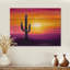 Minimal Cactus Sunset Horizon II - impression traditionnelle en bois orange sur bois de pin naturel-849854242