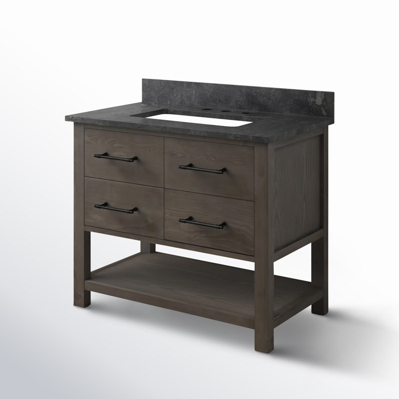 Ensemble de meuble-lavabo simple 42 po Keri, Gris fumée / noir mat