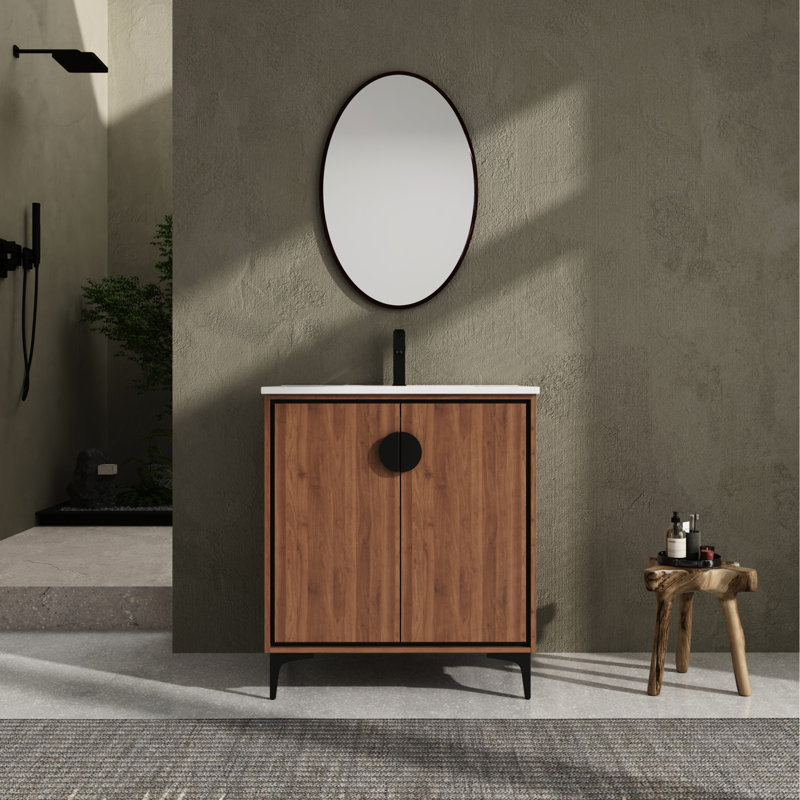 Meuble-lavabo de 30 po - Fabrication autoportante en bois d'ingénierie de qualité - Intérieur spacieux et facile à nettoyer