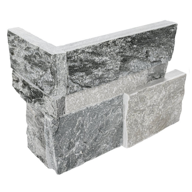 Stonecrest 9 in. x 18 in. Split Face Natural Stone Ledger Corner Wall Tile, Cobalt Mist