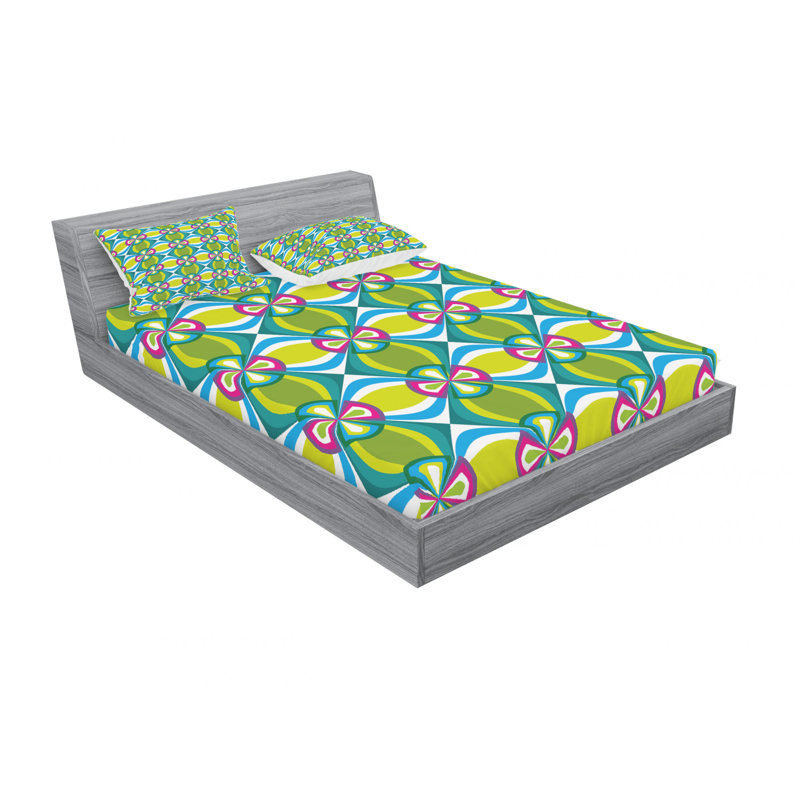 Ensemble de draps à motif floral elliptique Motifs, Ensemble de drap pour grand lit avec drap-housse