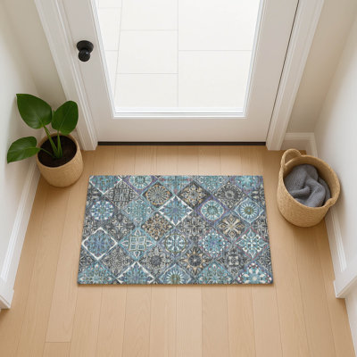 Machine Washable Indoor/Outdoor Boruta ACN2256 Panels Rug