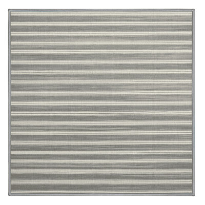 Washable Cloud Gray White Striped Area Rug