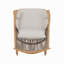 Chaise berçante d'extérieur - Structure en fer robuste au fini érable, dossier en rotin PE gris et coussin gris clair