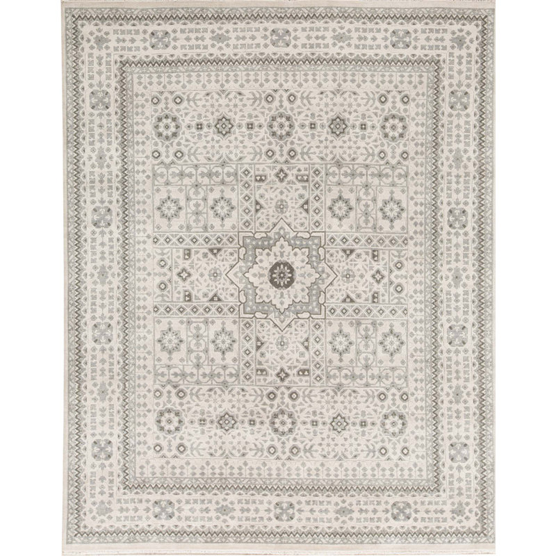 Tapis ivoire noué à la main de haute qualité