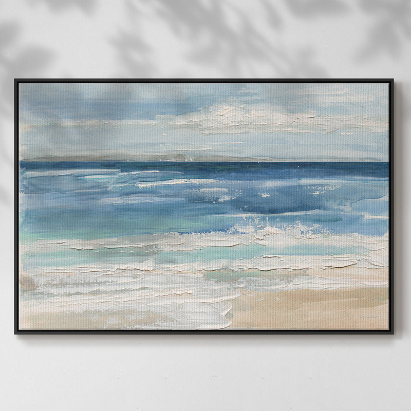 " Ocean Waves I ", 17" H x 25" W x 2" D, Black Framed Canvas