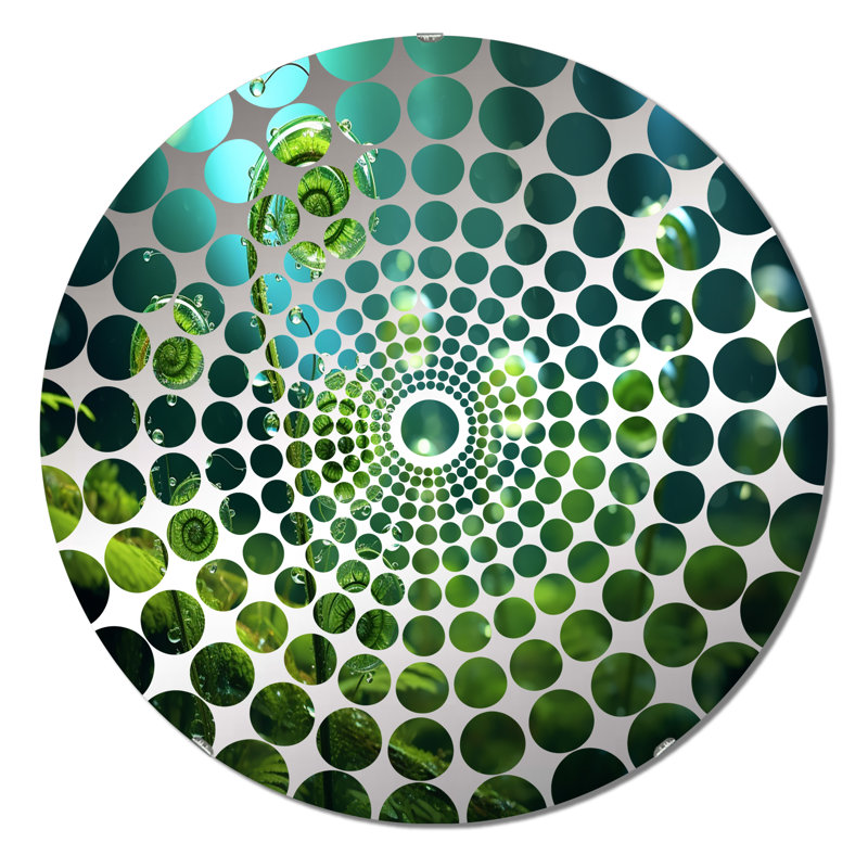 Morning Dew on Young Ferns In The Forest - Miroir décoratif à cercles concentriques, 23,6 po x 23,6 po