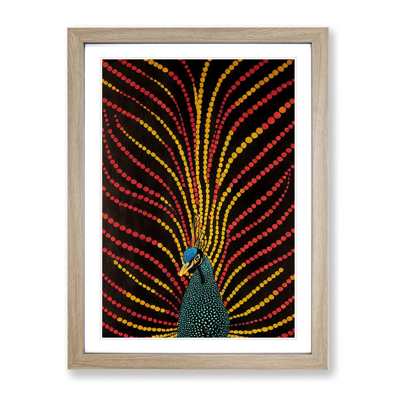 Peacock Dreams - Single Picture Frame Print, 64cm H x 46cm W x 2cm D, Oak Framed