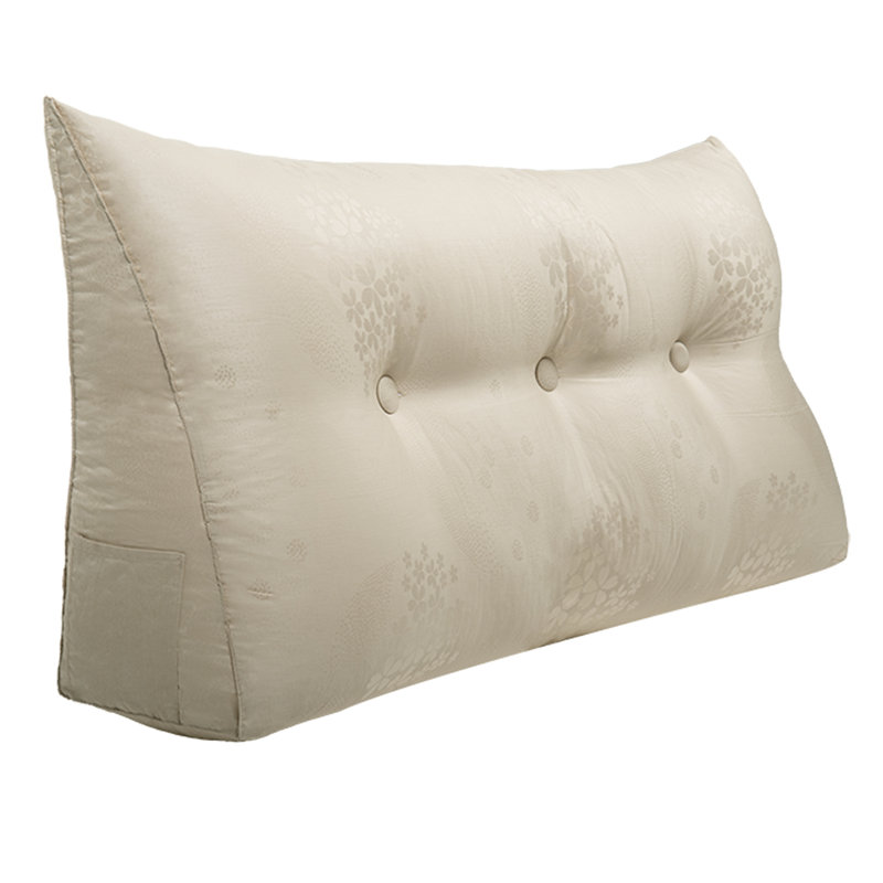 Sit-up Back Comfort Large Triangular Bolster Headboard Reading Wedge Pillow Compression, Twin, Light Beige