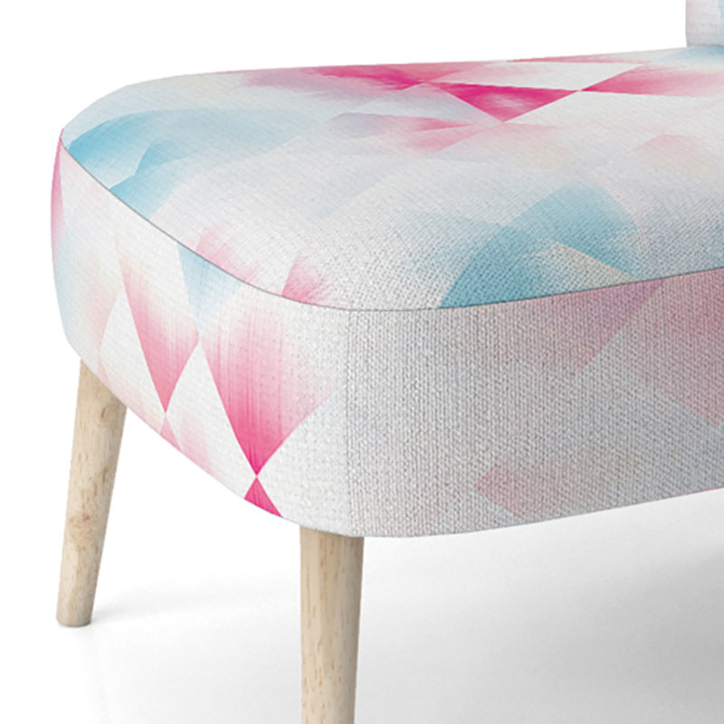 Chaise d'appoint décorative à motif géométrique blanc et rose