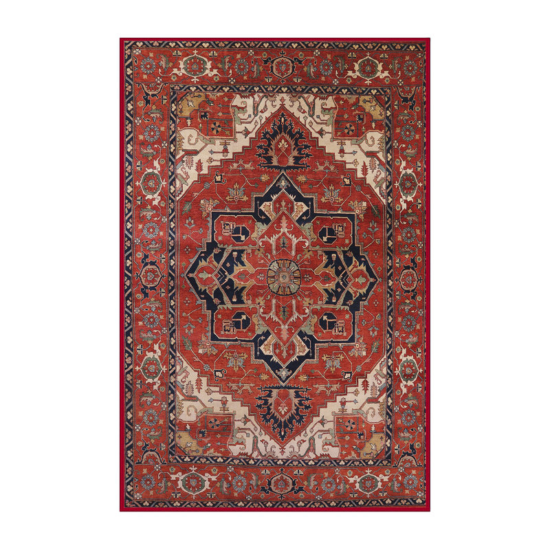 Tapis oriental orange / bleu marine, Rectangle 4 pi x 6 pi
