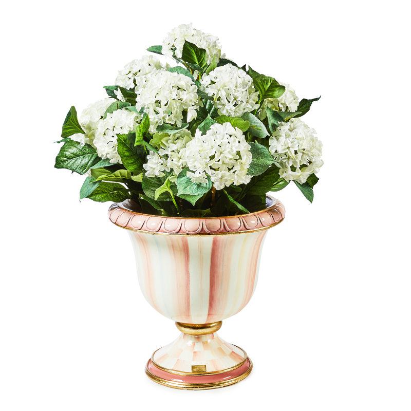 Rosy Stripe Tabletop Urn, 19" H x 19" W x 19" D