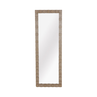  Elegant 24X70 Inch Rectangle Leaner Mirror With Circle Accents, MDF Frame, Glass Reflection, Home Decor Mirrors
