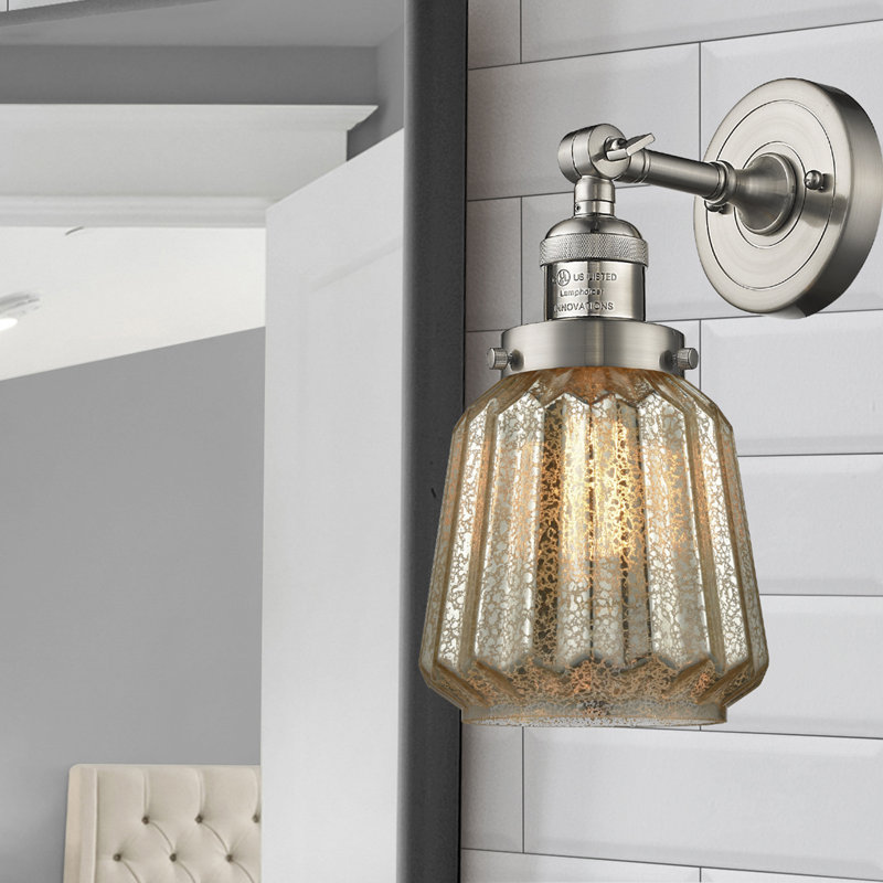 Vinson Armed Sconce, Brushed Satin Nickel, Mercury